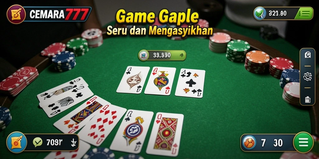 Tampilan gameplay seru CEMARA777 dalam permainan Gaple.