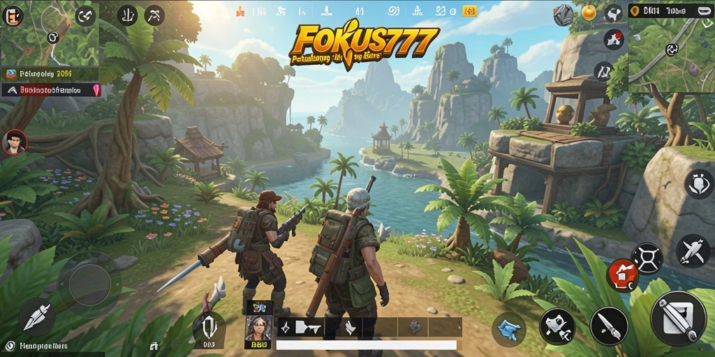 Screenshot gameplay FOKUS777 menampilkan dunia terbuka yang luas dan beragam.