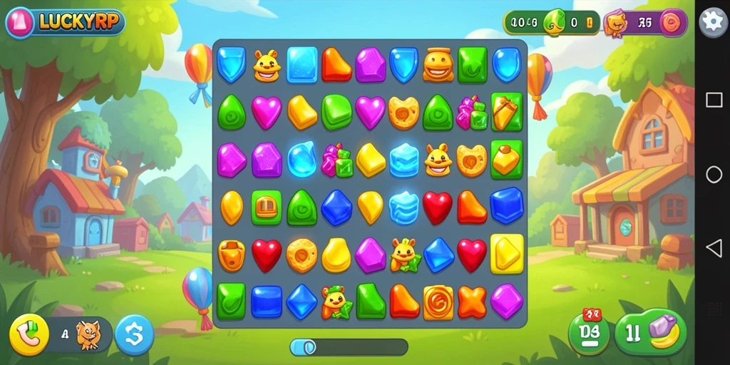 Tampilan gameplay LUCKYRP dengan kombinasi warna yang cerah.