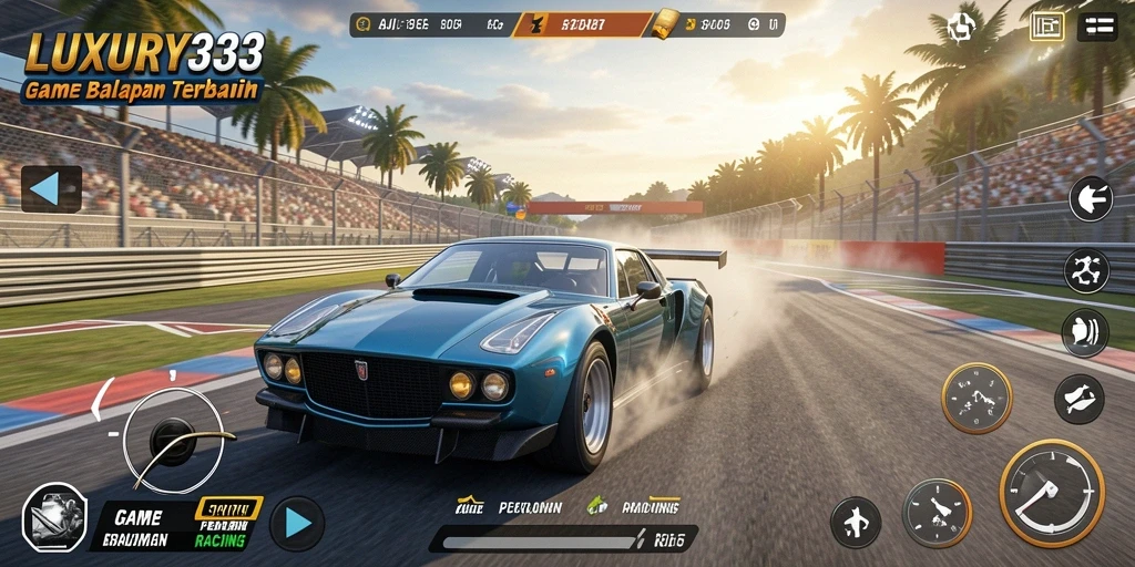 Screenshot gameplay LUXURY333 menampilkan aksi balapan yang mendebarkan.