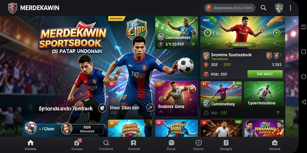 Tampilan mendebarkan dari gameplay MERDEKAWIN dengan taruhan olahraga.