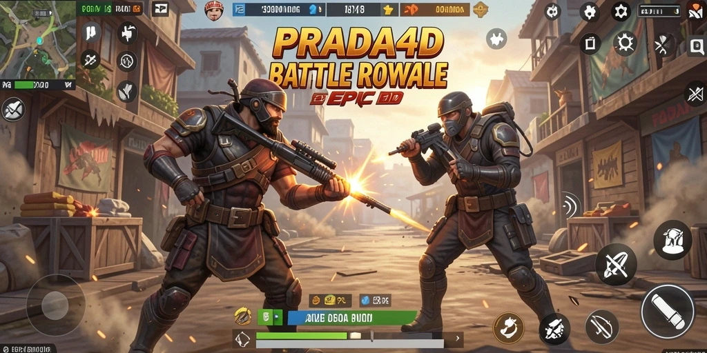 Tampilan aksi mendebarkan dalam permainan Battle Royale PRADA4D.
