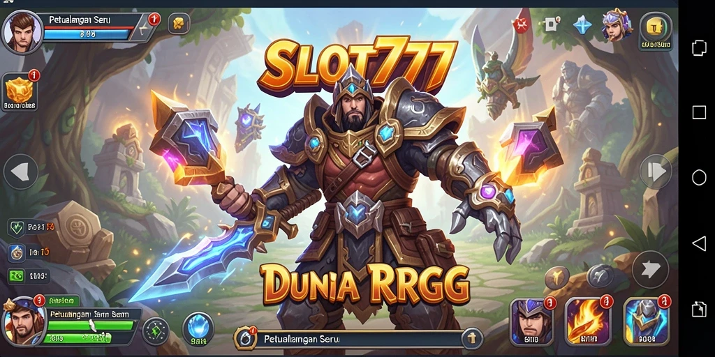 Screenshot gameplay SLOT777 menampilkan pertempuran intens dan karakter yang menakjubkan.