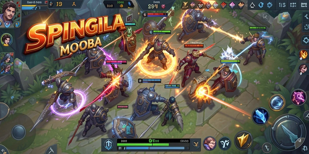 Gameplay SPINGILA yang menegangkan dan seru dalam pertempuran MOBA.