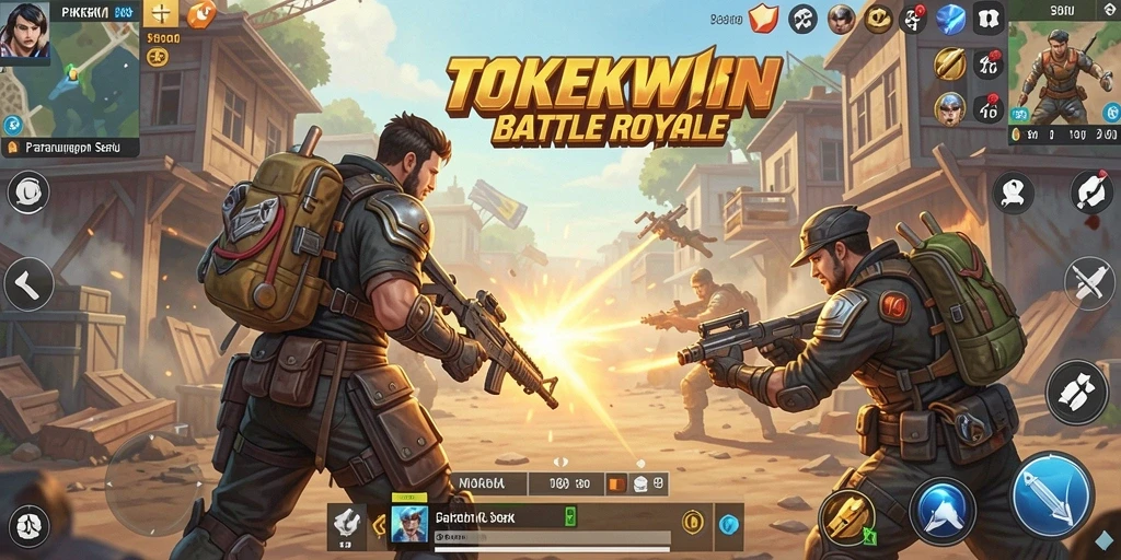 Tampilan aksi seru dalam gameplay Battle Royale TOKEKWIN.