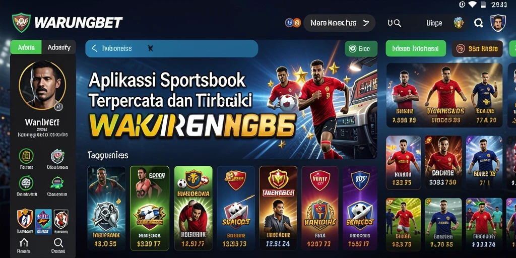 Tampilan menarik aplikasi WARUNGBET dengan fitur Sportsbook.